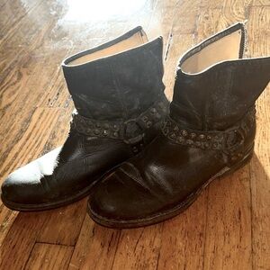 Frye Black Leather Ankle Boots